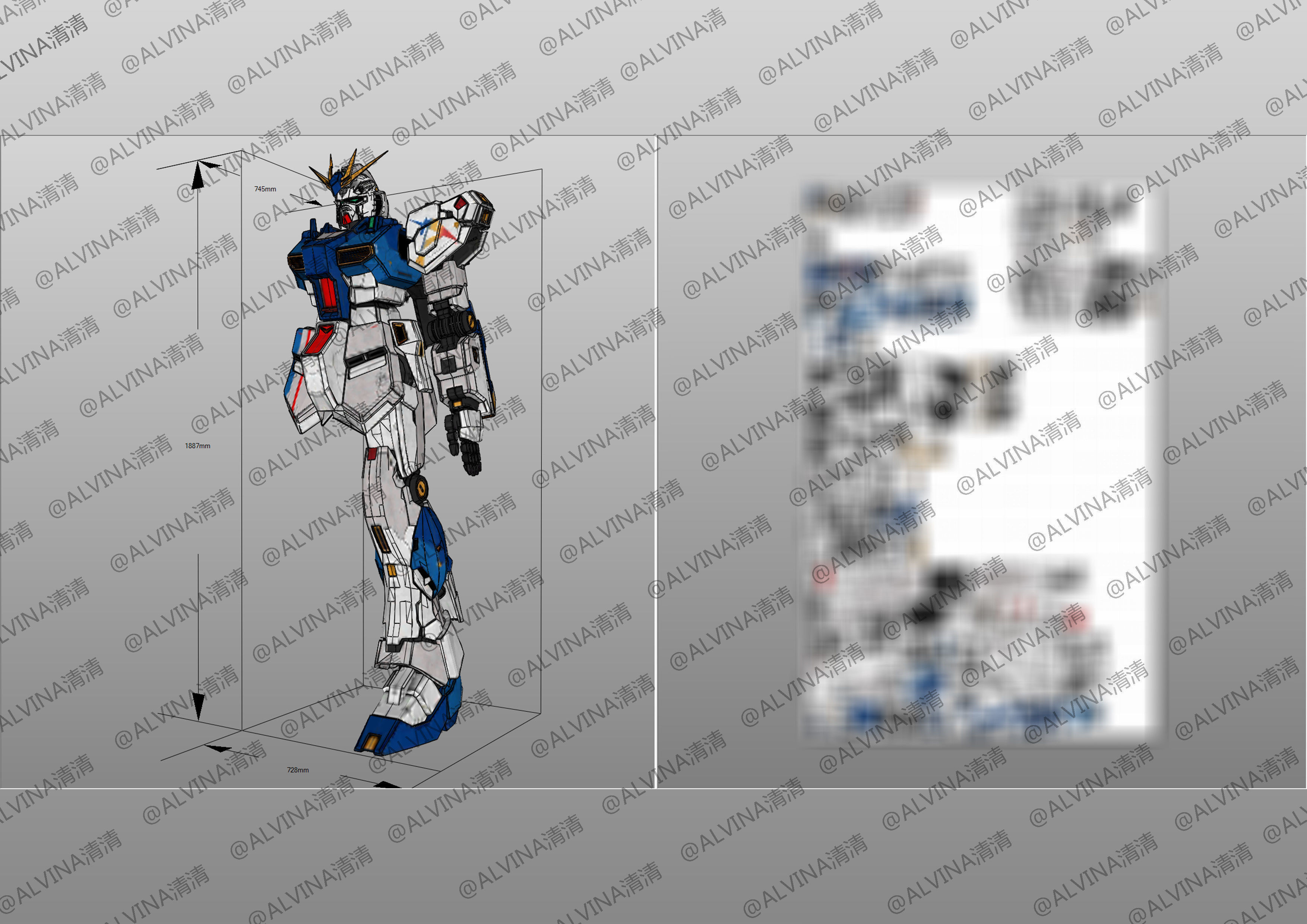 RX-93ff V Gundam Armor - DIY Cosplay Pepakura Foam Template Low-poly 3D model_8
