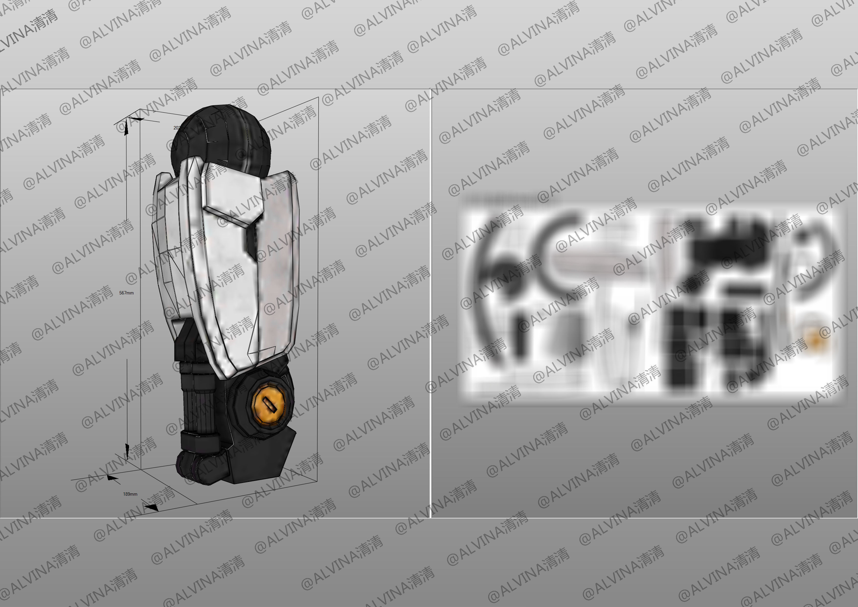 RX-93ff V Gundam Armor - DIY Cosplay Pepakura Foam Template Low-poly 3D model_26