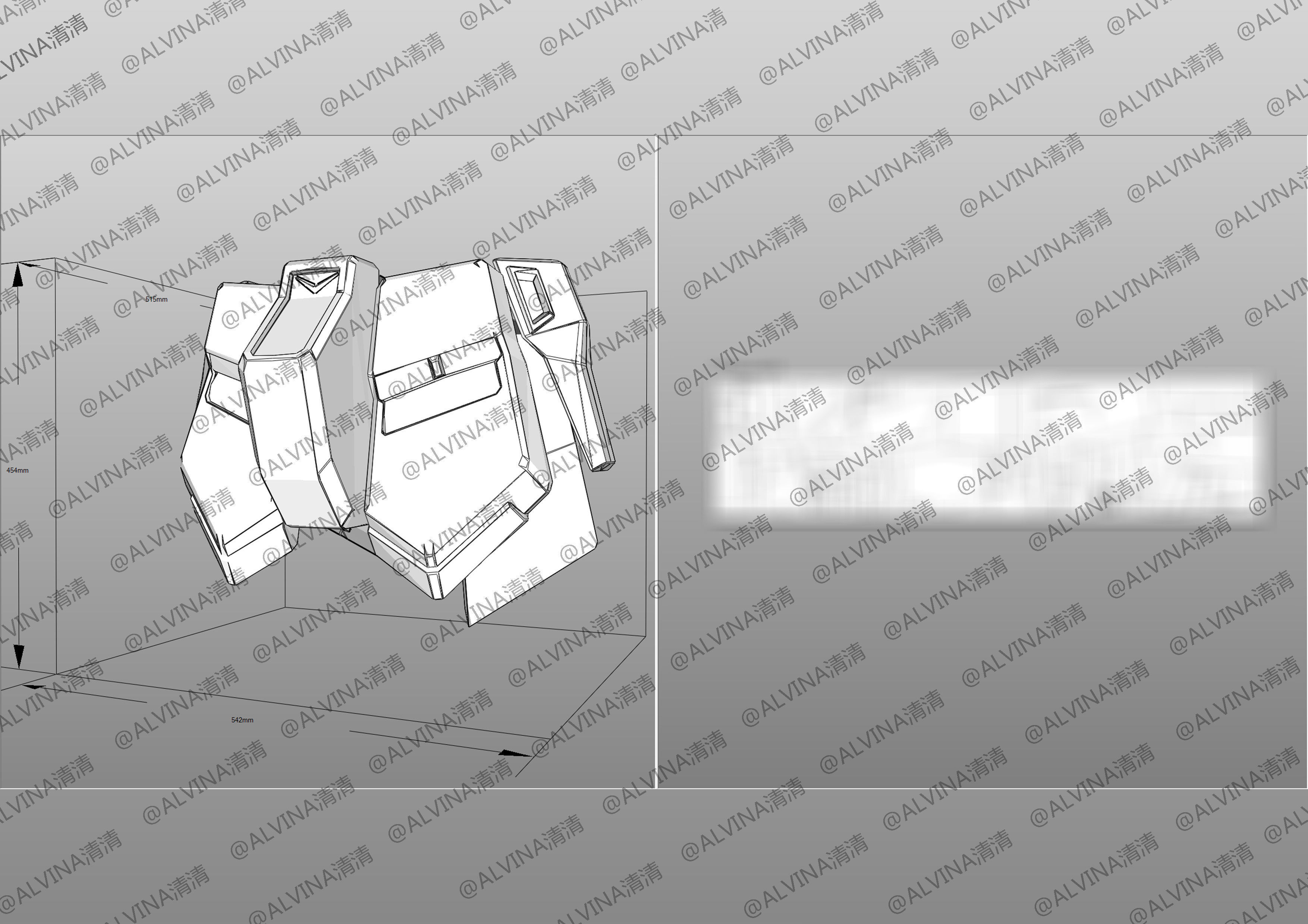 RX-93ff V Gundam Armor - DIY Cosplay Pepakura Foam Template Low-poly 3D model_17