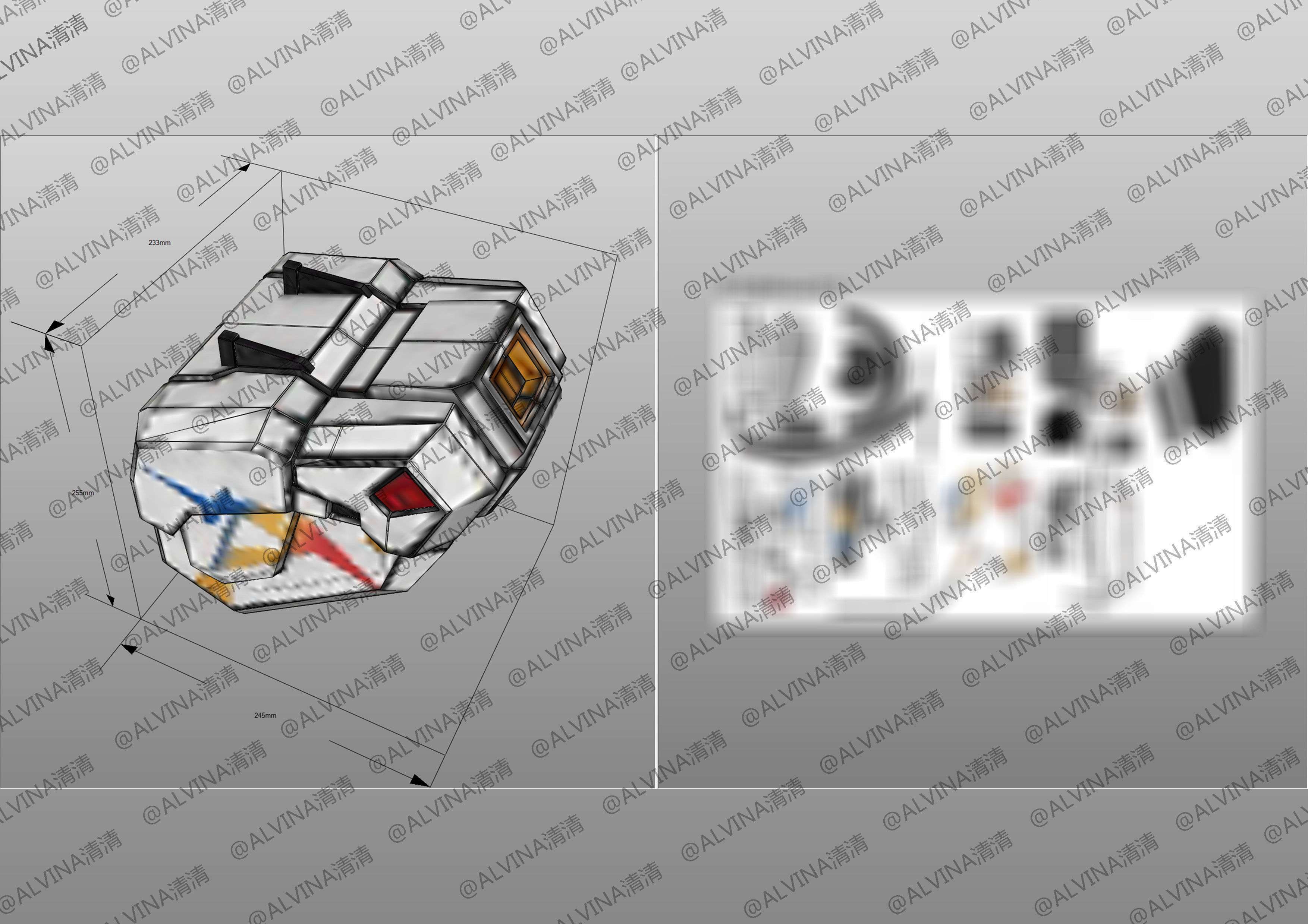 RX-93ff V Gundam Armor - DIY Cosplay Pepakura Foam Template Low-poly 3D model_20