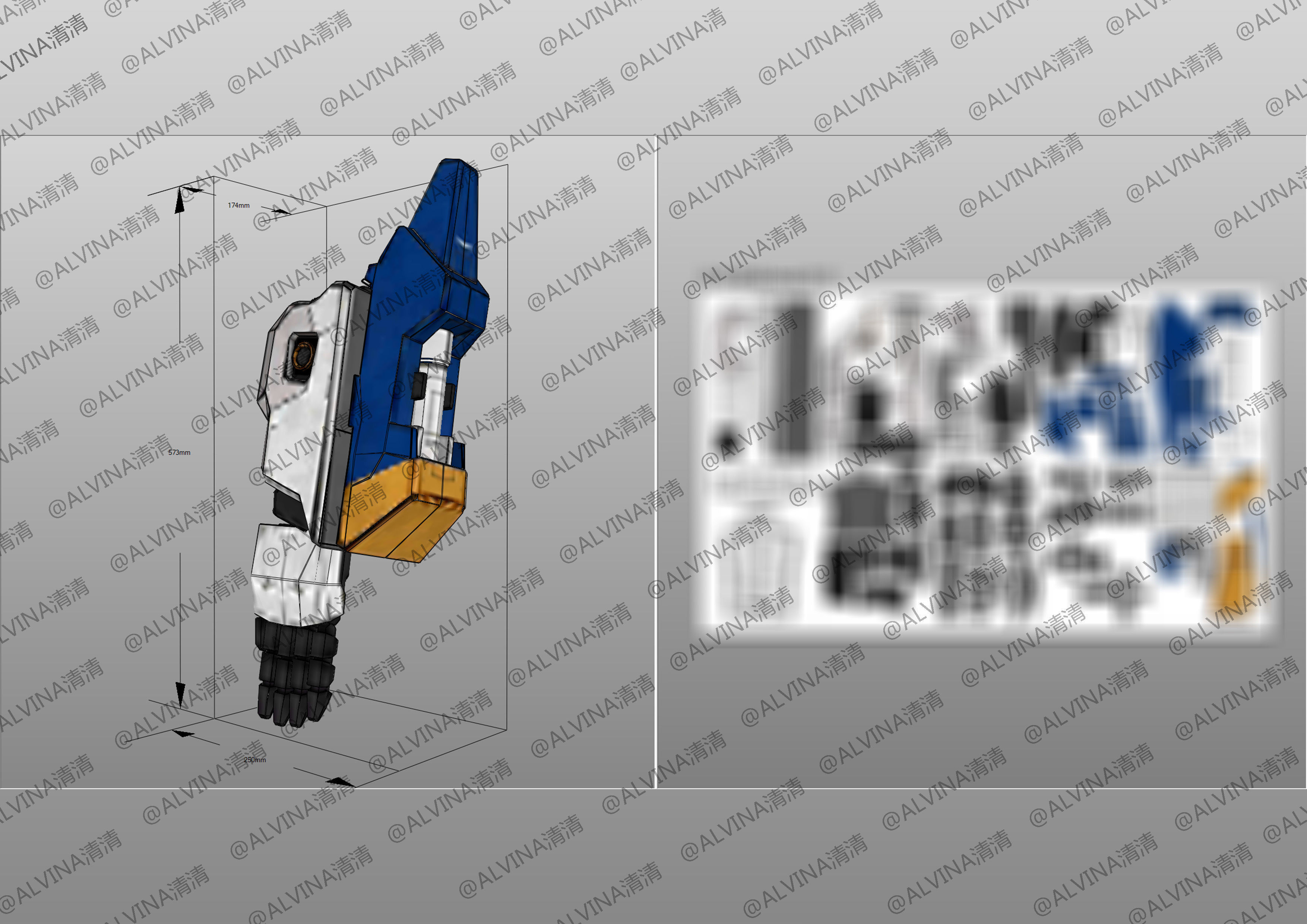 RX-93ff V Gundam Armor - DIY Cosplay Pepakura Foam Template Low-poly 3D model_24