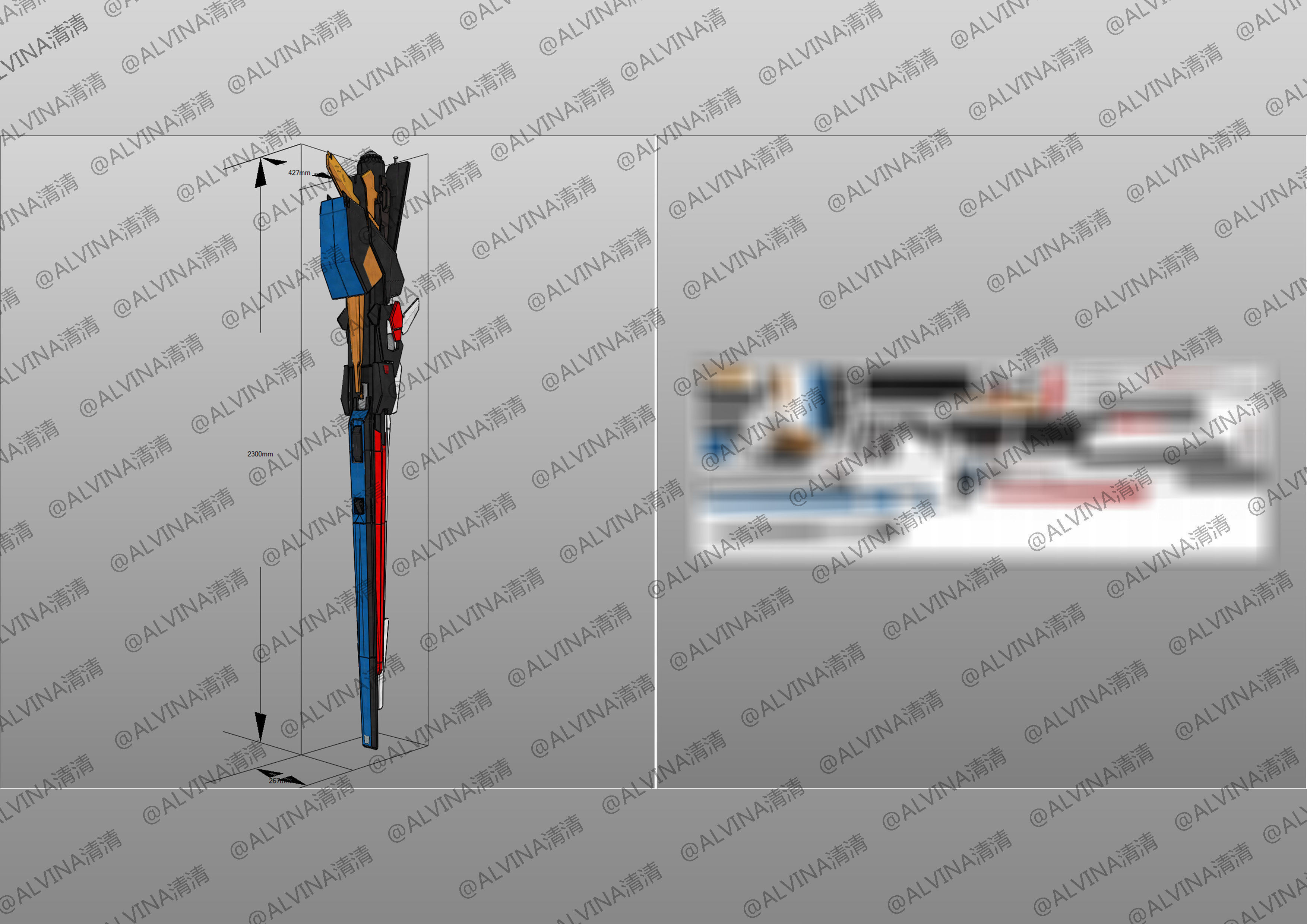 RX-93ff V Gundam Armor - DIY Cosplay Pepakura Foam Template Low-poly 3D model_30