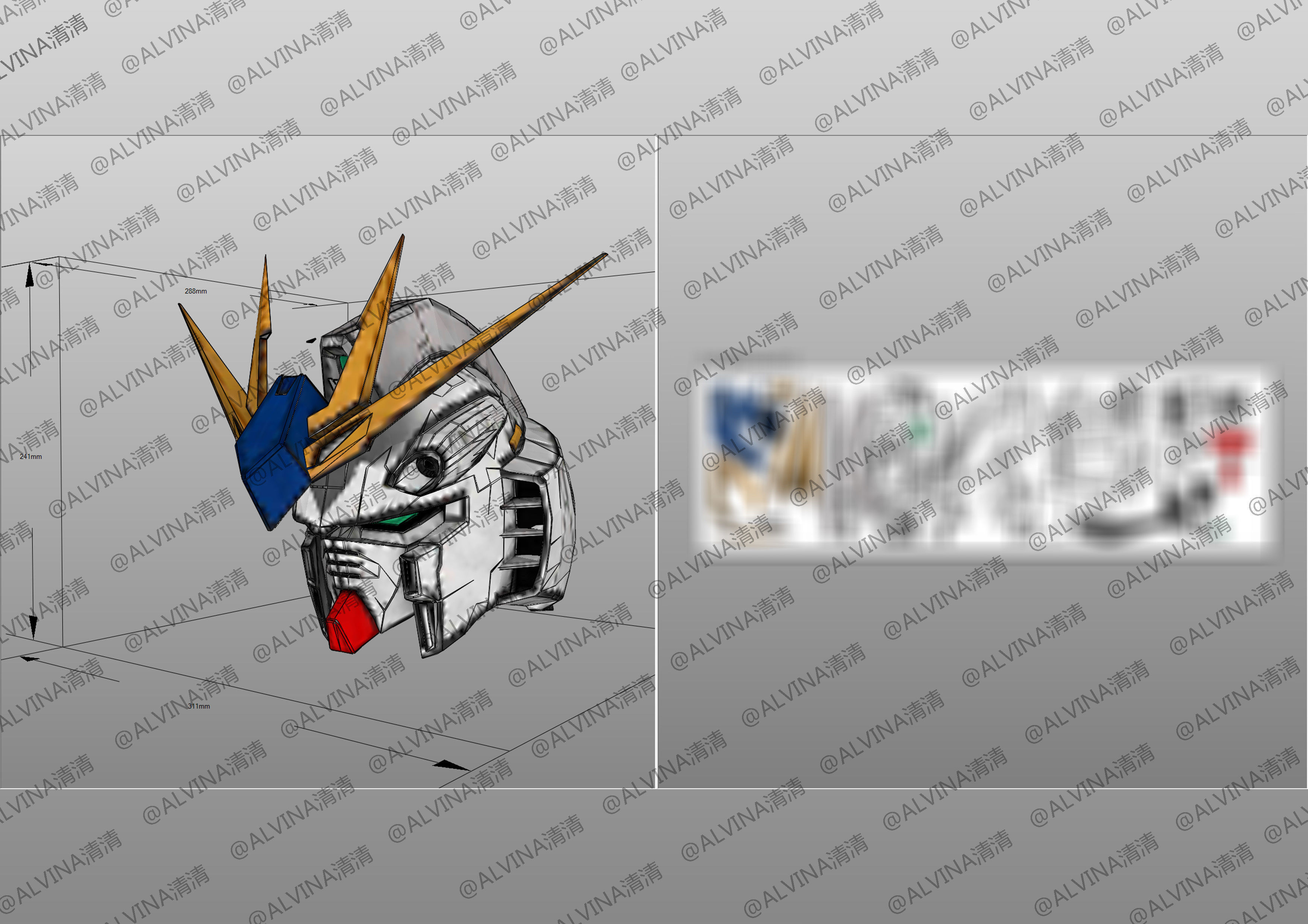 RX-93ff V Gundam Armor - DIY Cosplay Pepakura Foam Template Low-poly 3D model_10