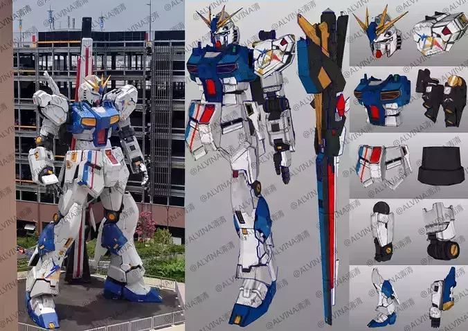 RX-93ff V Gundam Armor - DIY Cosplay Pepakura Foam Template Low-poly 3D model