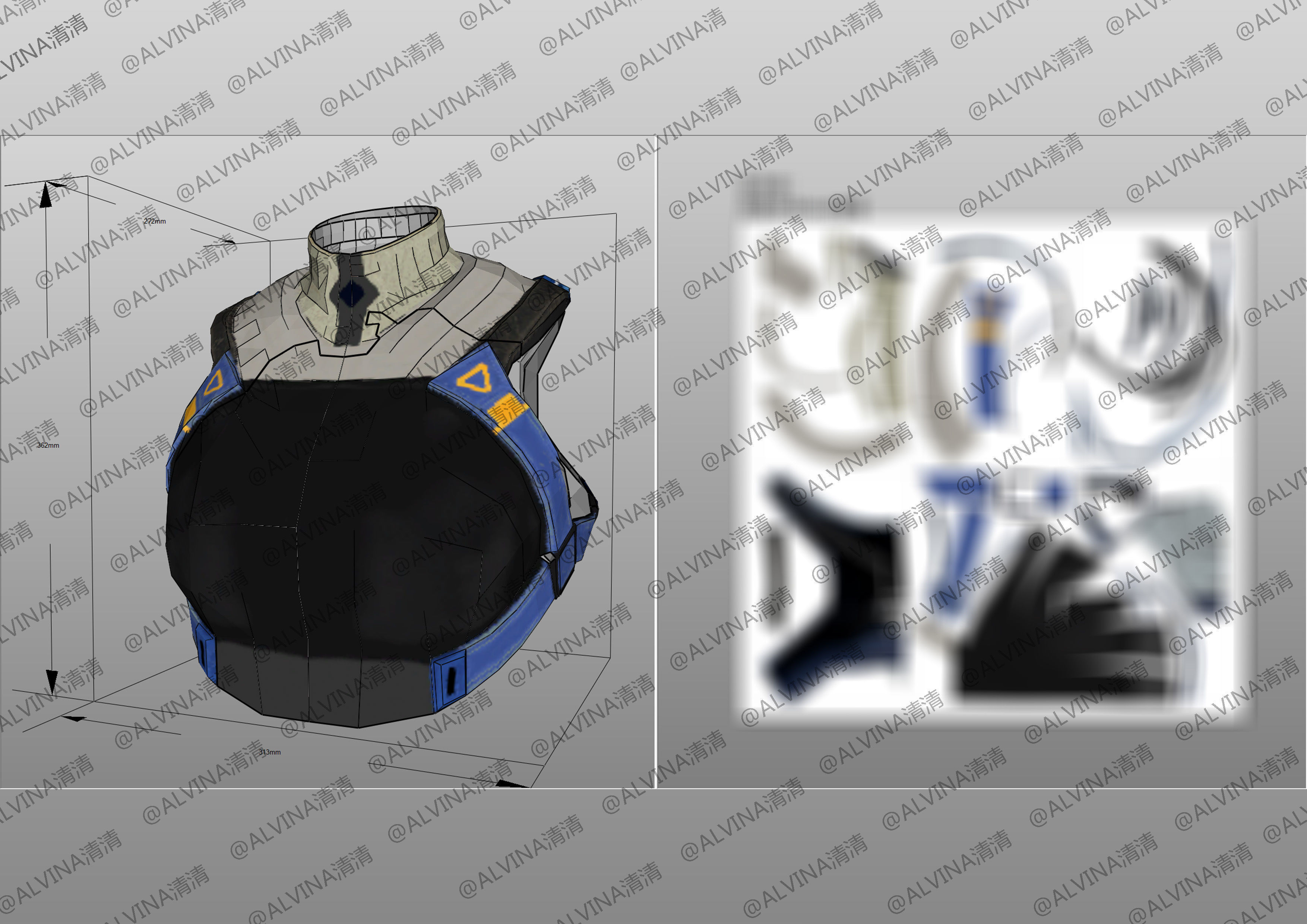 APEX Legend VoidShifter Wraith Armor - DIY Cosplay Pepakura Foam Low-poly 3D model_12