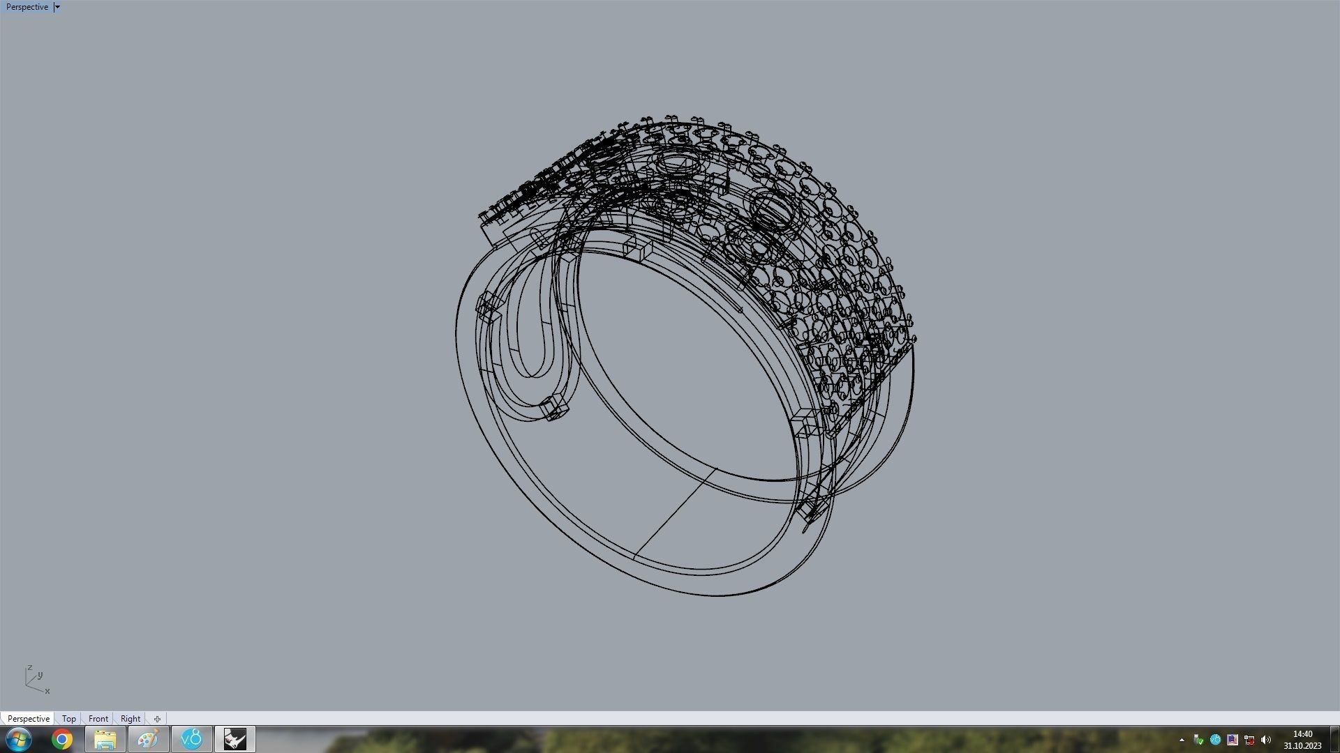 Noa  Paved Large Model Ring  16 5mm 3D print model_4