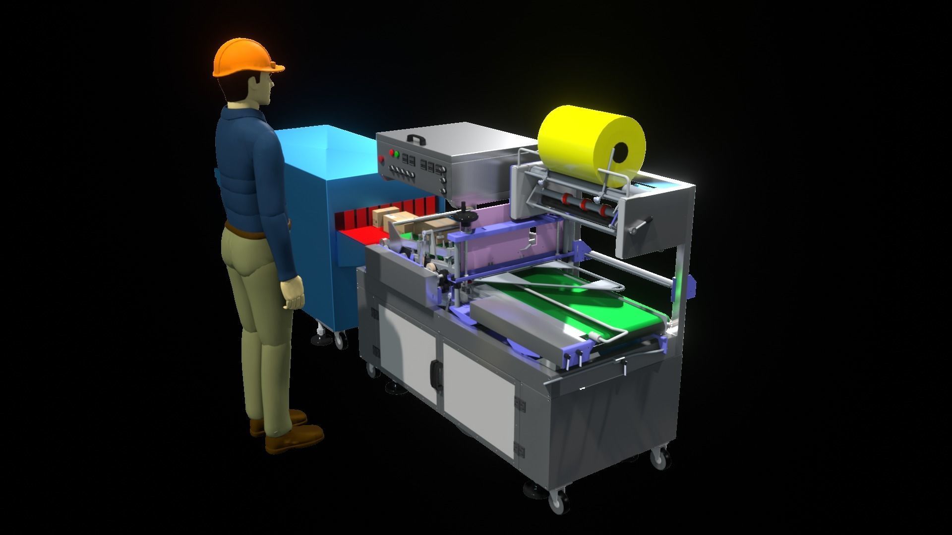 3D Industrials Shrink Wrapping Machine Low-poly 3D model_9