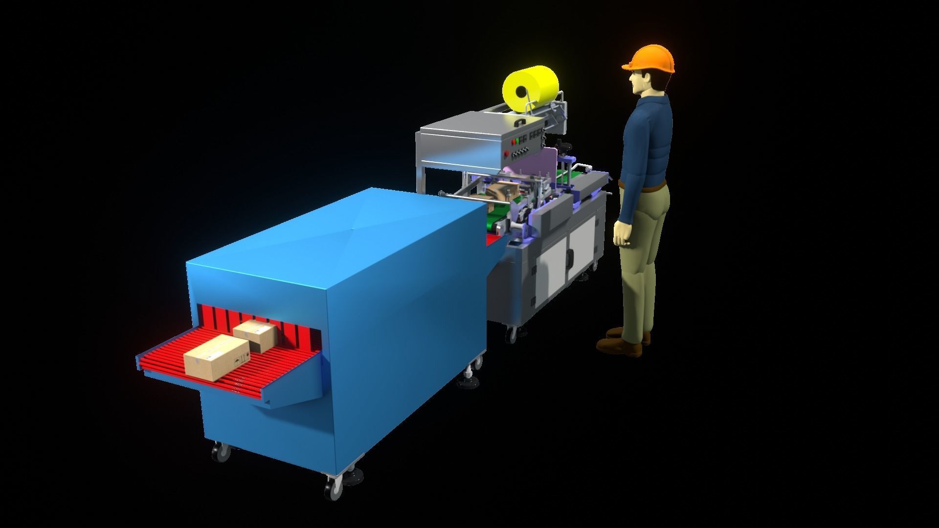 3D Industrials Shrink Wrapping Machine Low-poly 3D model_2