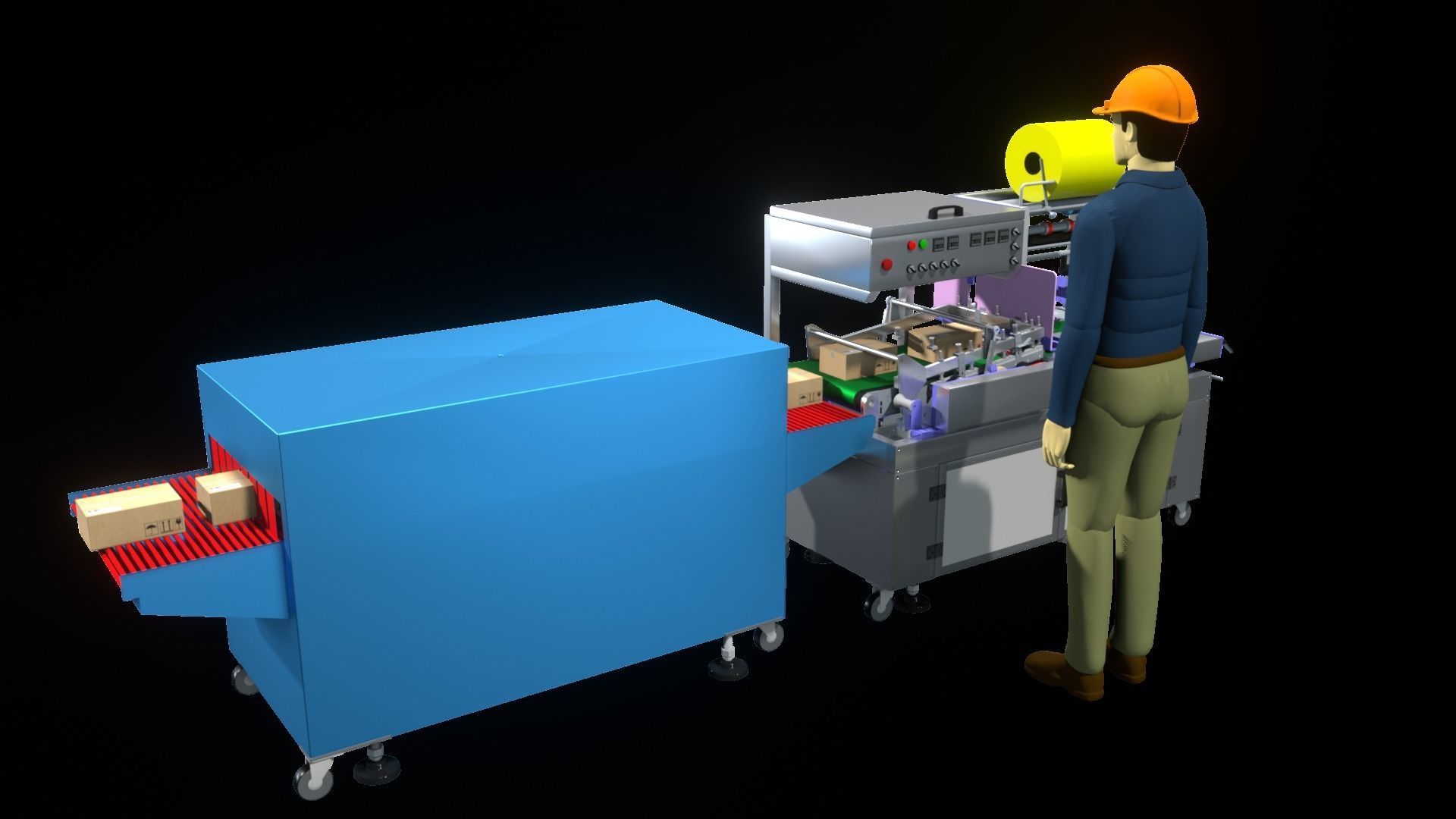 3D Industrials Shrink Wrapping Machine Low-poly 3D model_10
