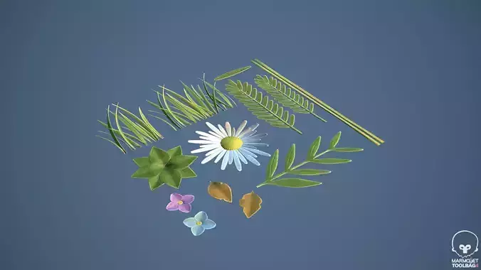 Stylized Foliage Trim-Sheet Low-poly 3D model