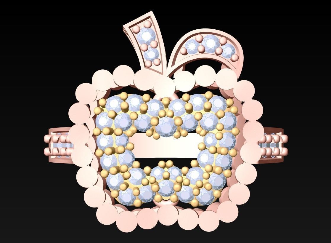 Apple Ring - Womens Rings - SN684 3D print model_4