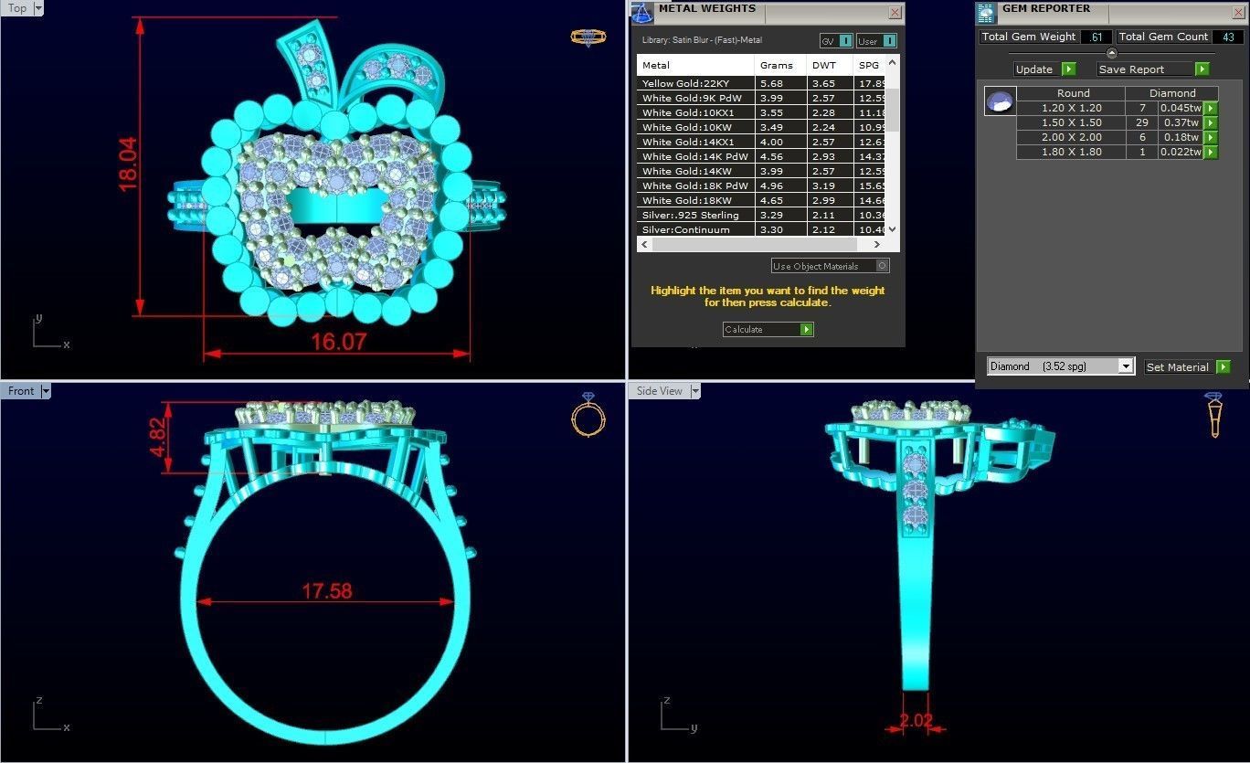 Apple Ring - Womens Rings - SN684 3D print model_8
