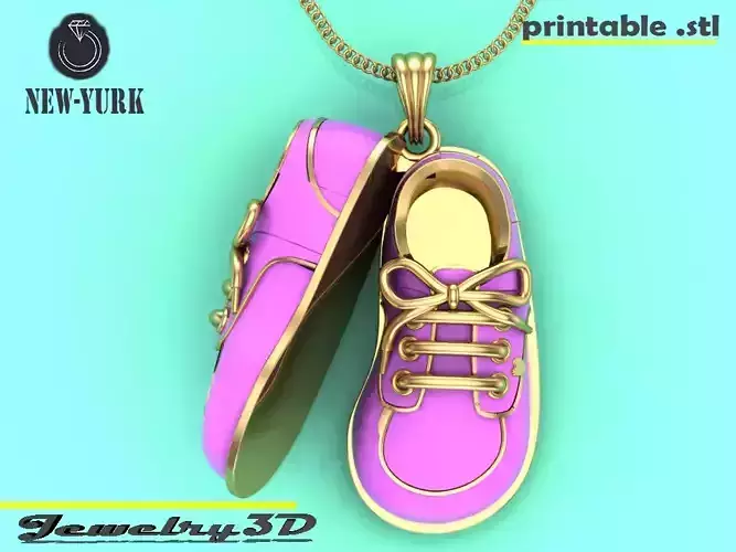 pendant  baby shoes enamel