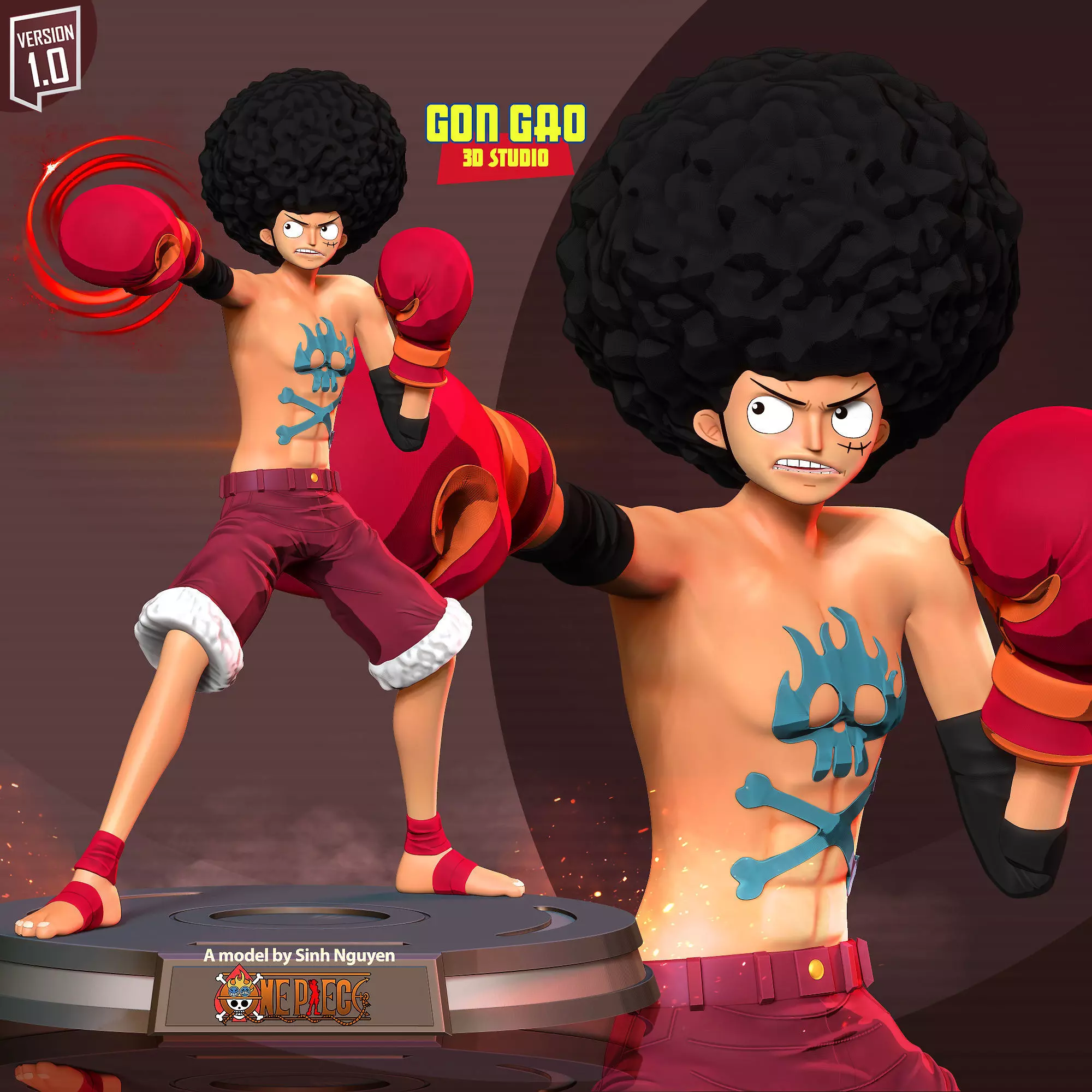 Afro Luffy - One Piece Fanart 3D print model_0
