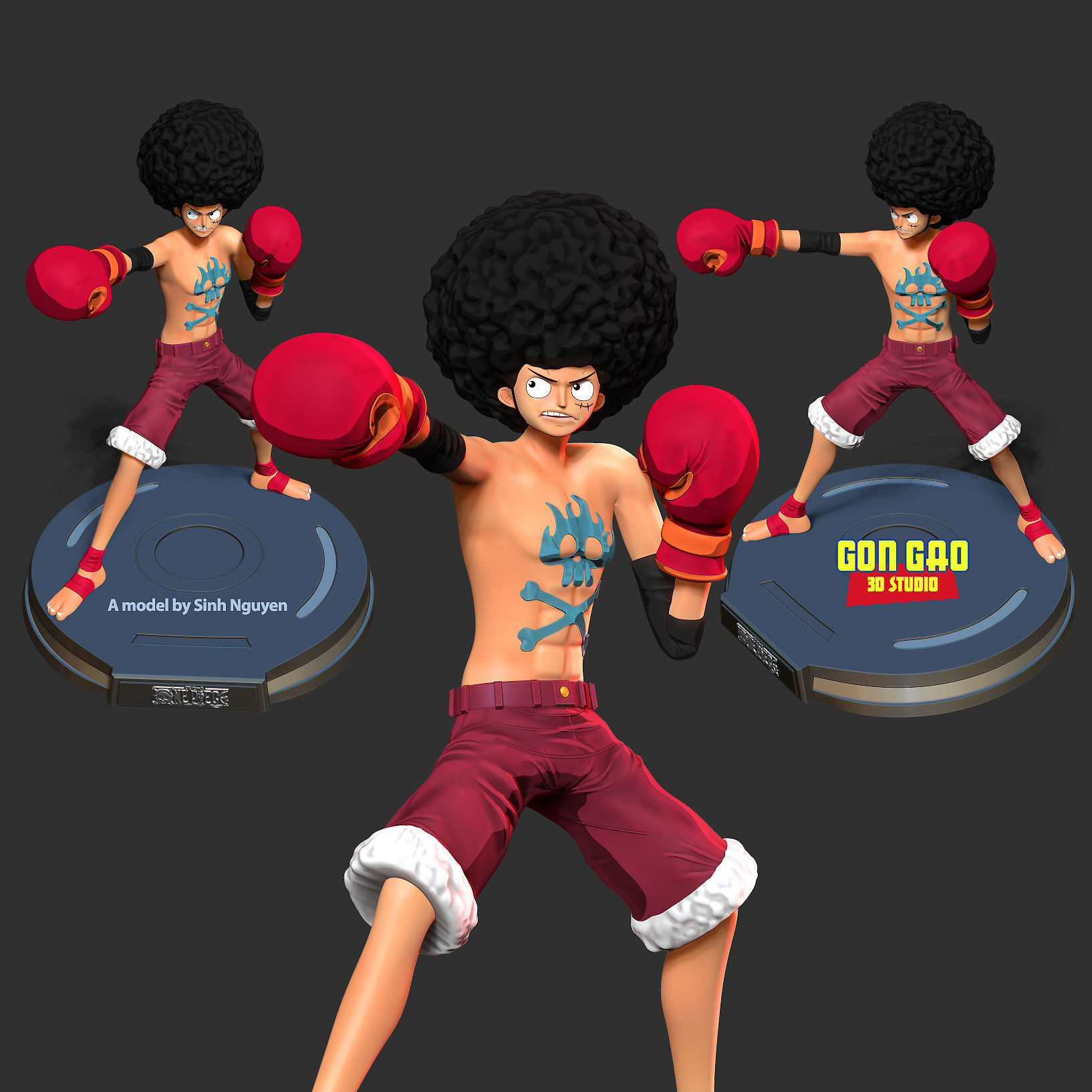 Afro Luffy - One Piece Fanart 3D print model_1