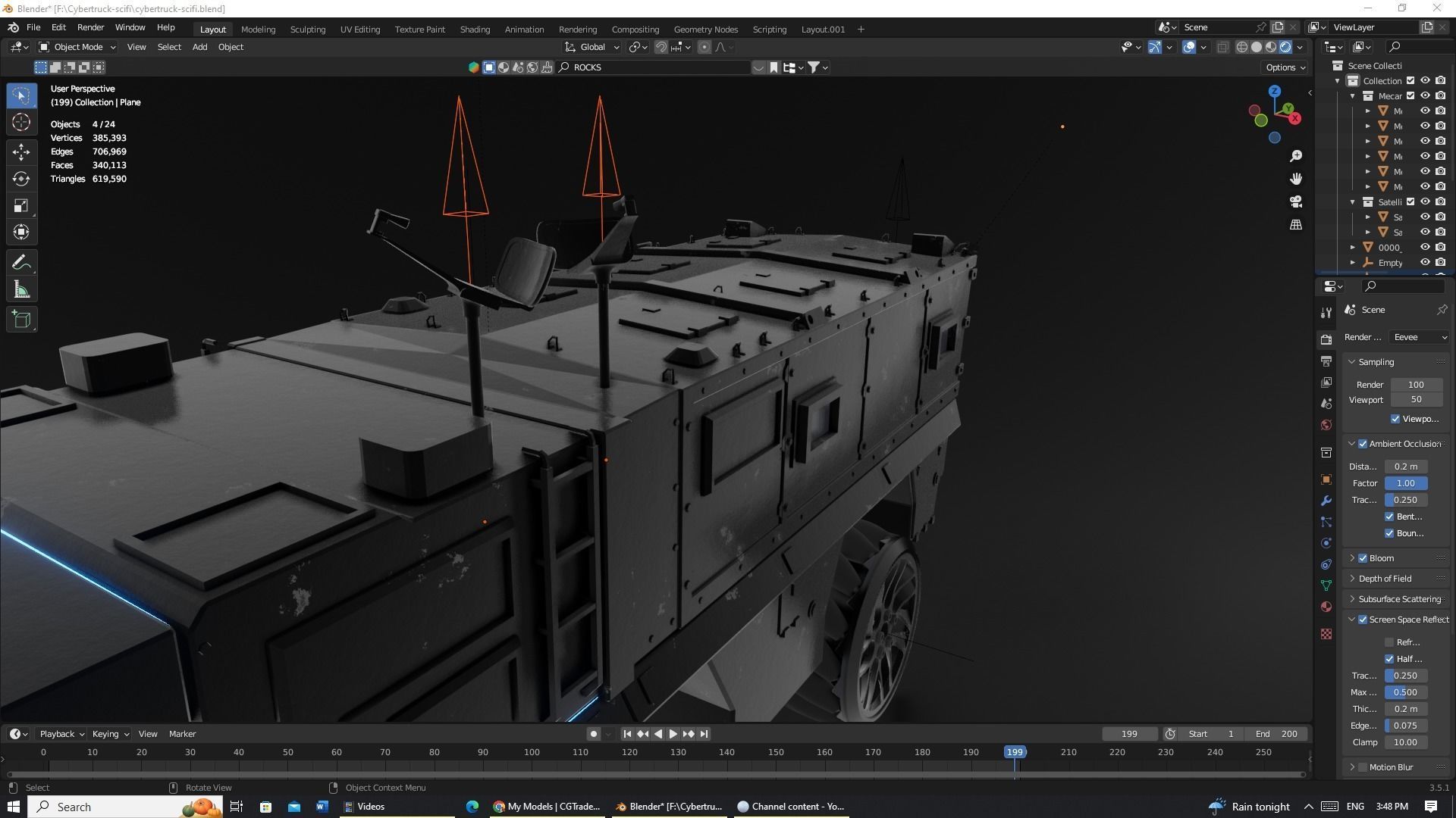 EEVEE Cyber army truck Low-poly 3D model_9
