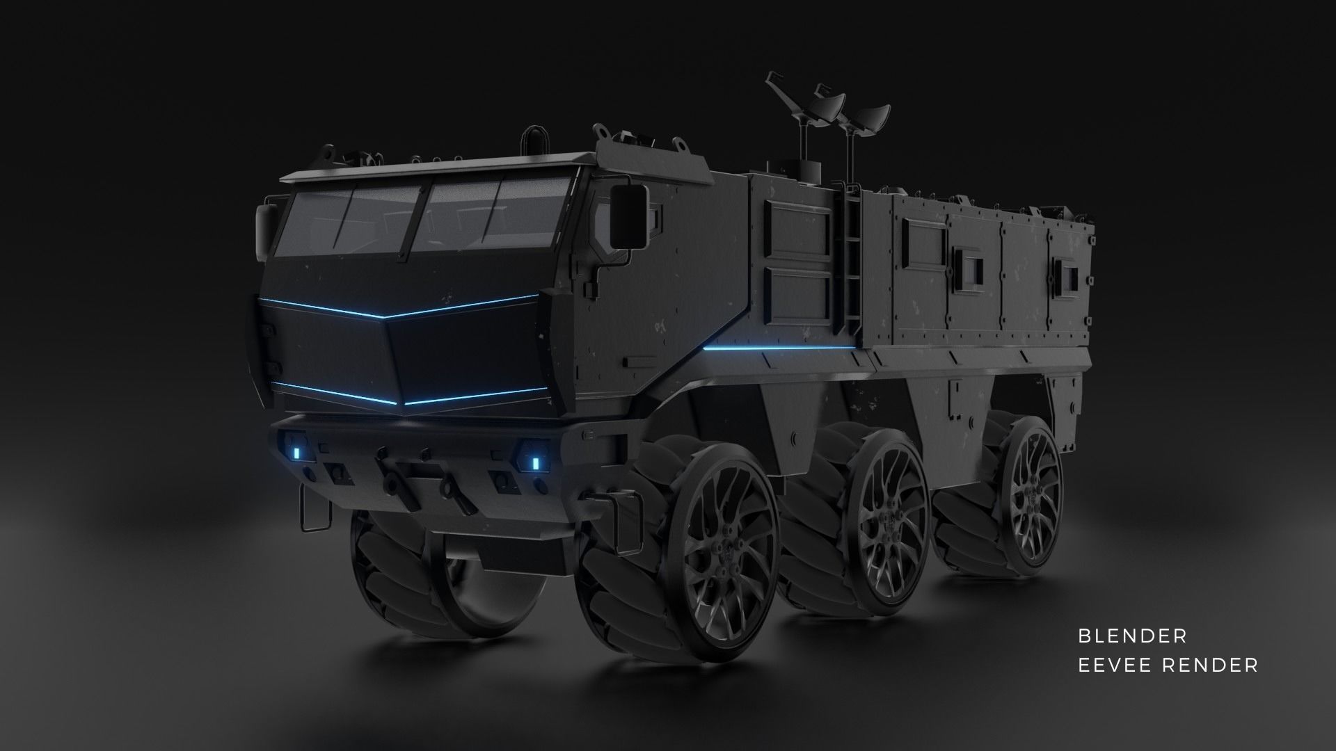 EEVEE Cyber army truck Low-poly 3D model_2