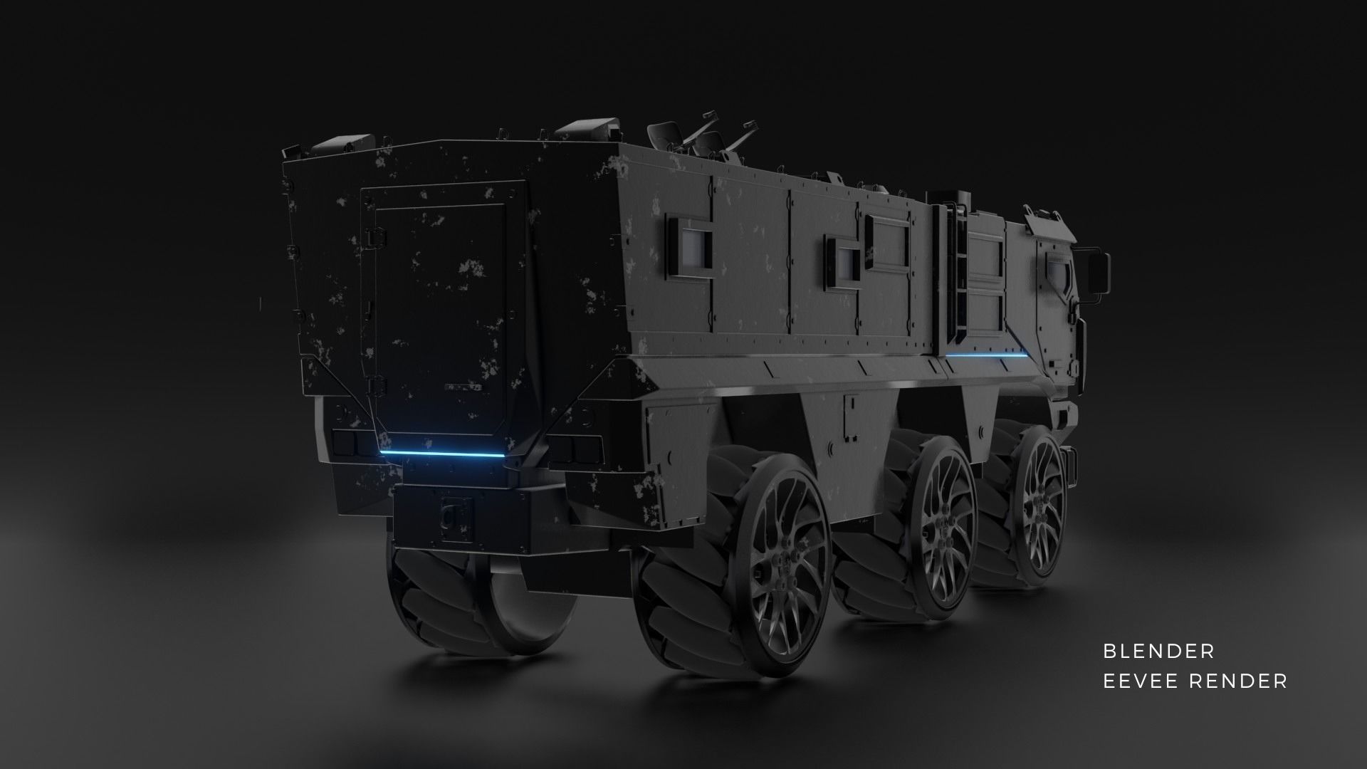 EEVEE Cyber army truck Low-poly 3D model_1