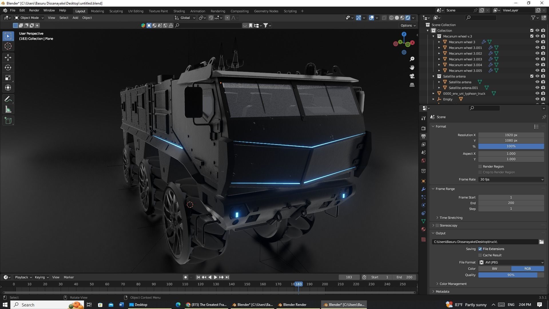 EEVEE Cyber army truck Low-poly 3D model_7