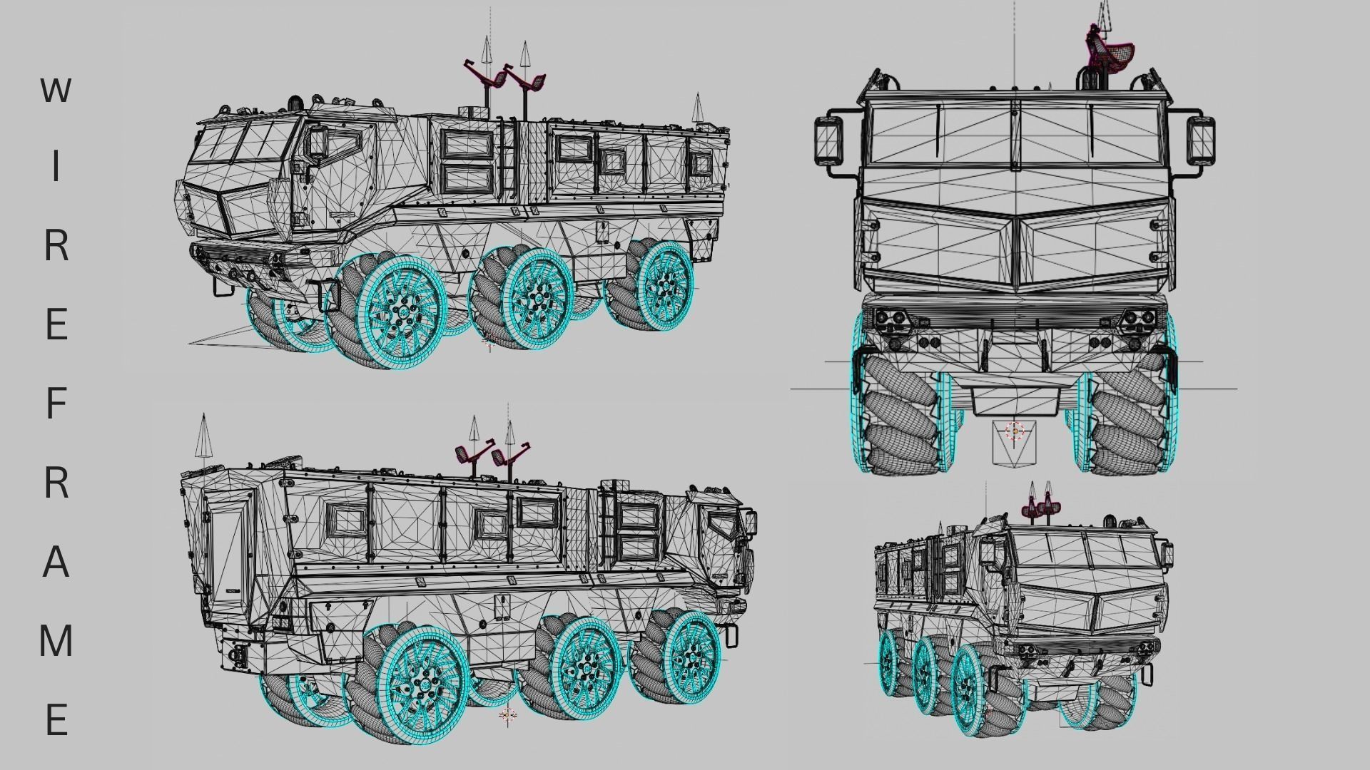 EEVEE Cyber army truck Low-poly 3D model_6