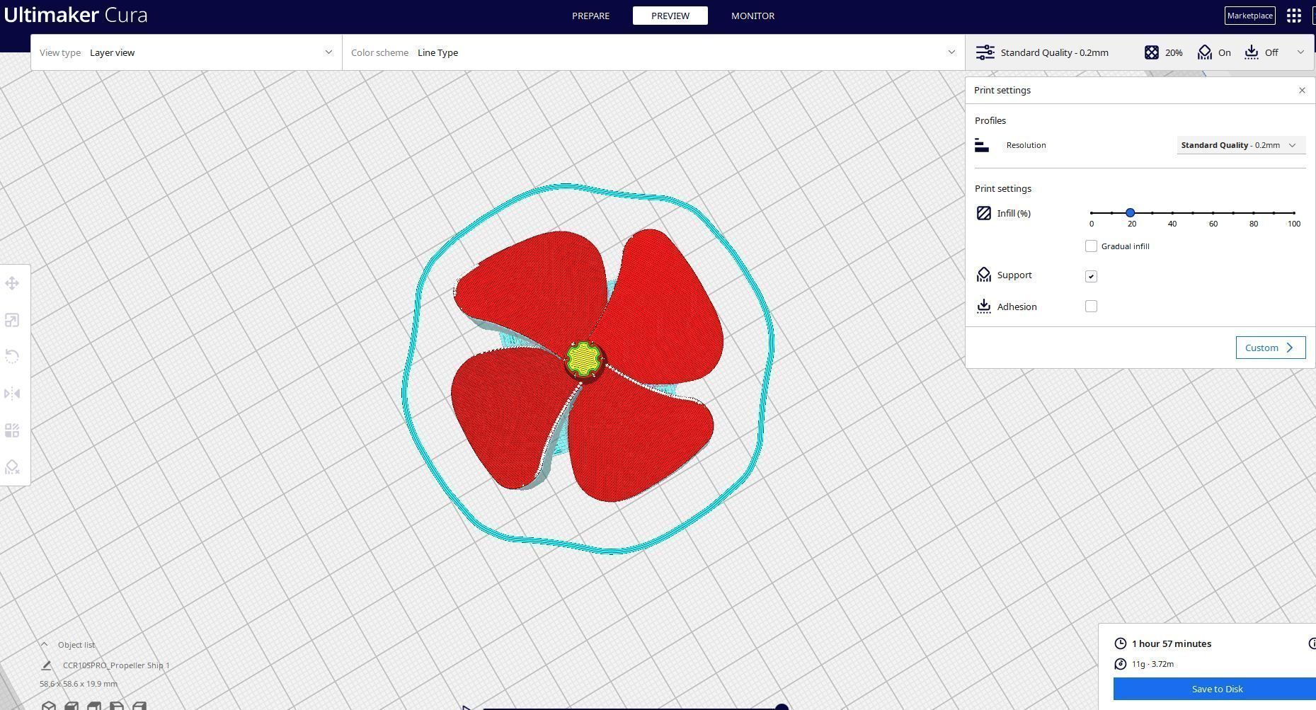 Propeller Ship 4 blade 3D print model_1
