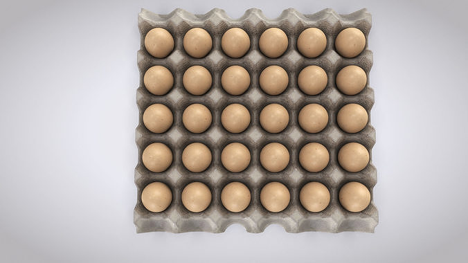 Pulp Egg Tray 30 Egges Low-poly 3D model 3
