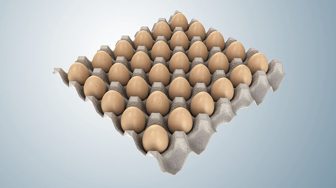 Pulp Egg Tray 30 Egges Low-poly 3D model 7