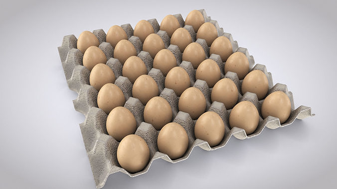 Pulp Egg Tray 30 Egges Low-poly 3D model 2