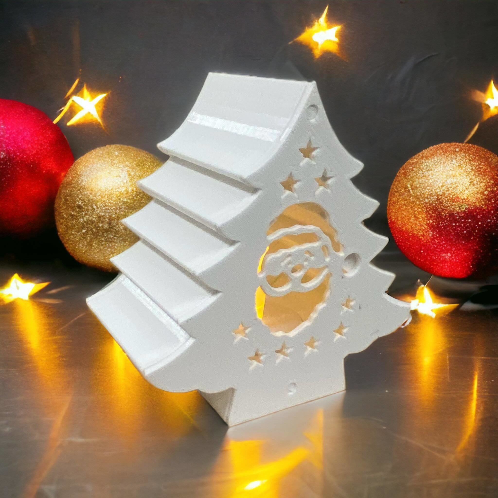 Christmas tree tealight decoration 3D print model_2