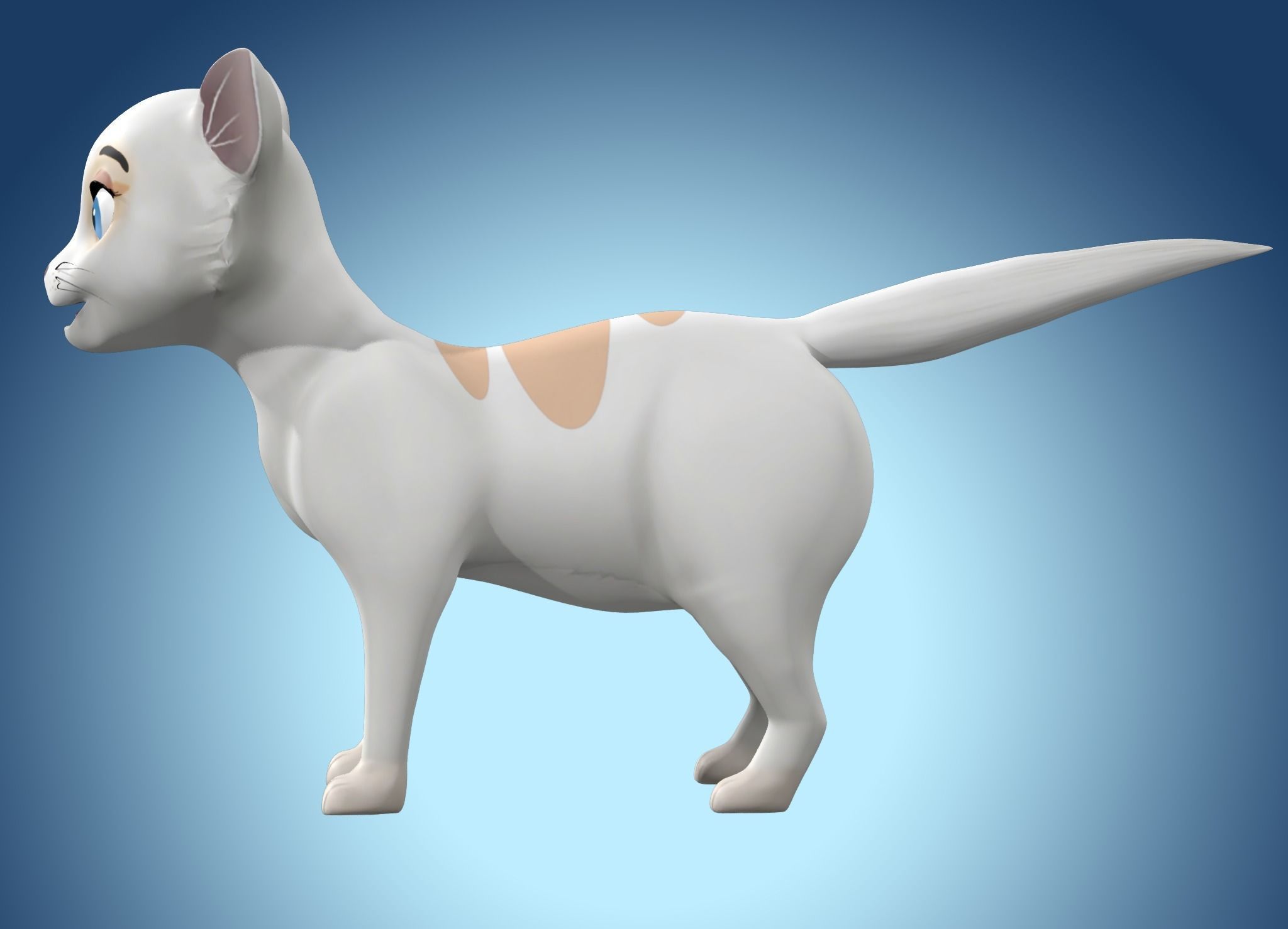 Cartoon Cat Low-poly 3D model_3