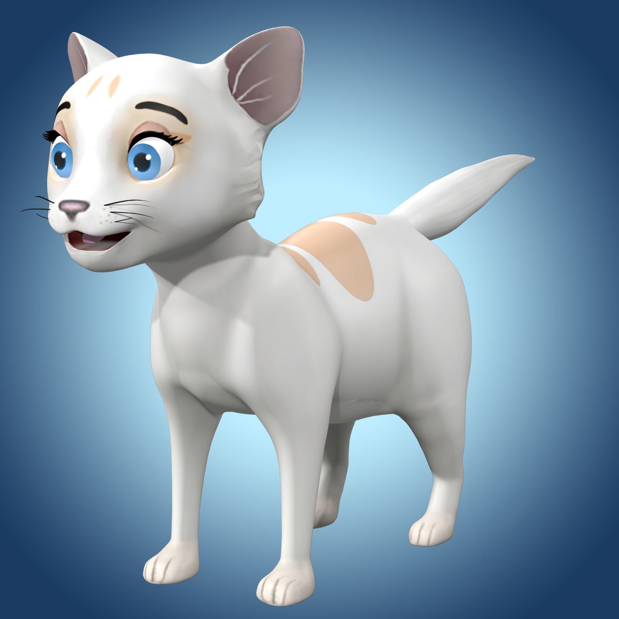 Cartoon Cat Low-poly 3D model_1