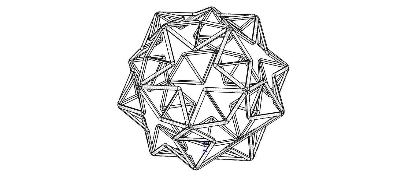 Wireframe Shape Small Ditrigonal Icosidodecahedron 3D print model_3
