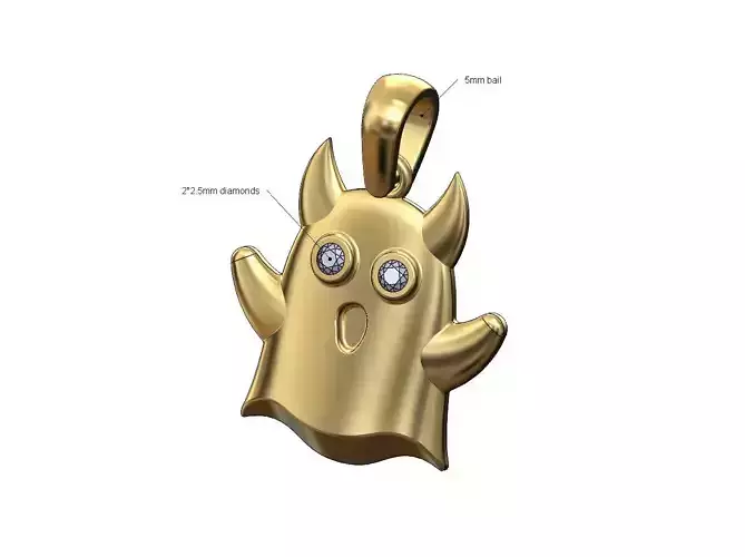 Evil diamond eyes ghost pendant charm