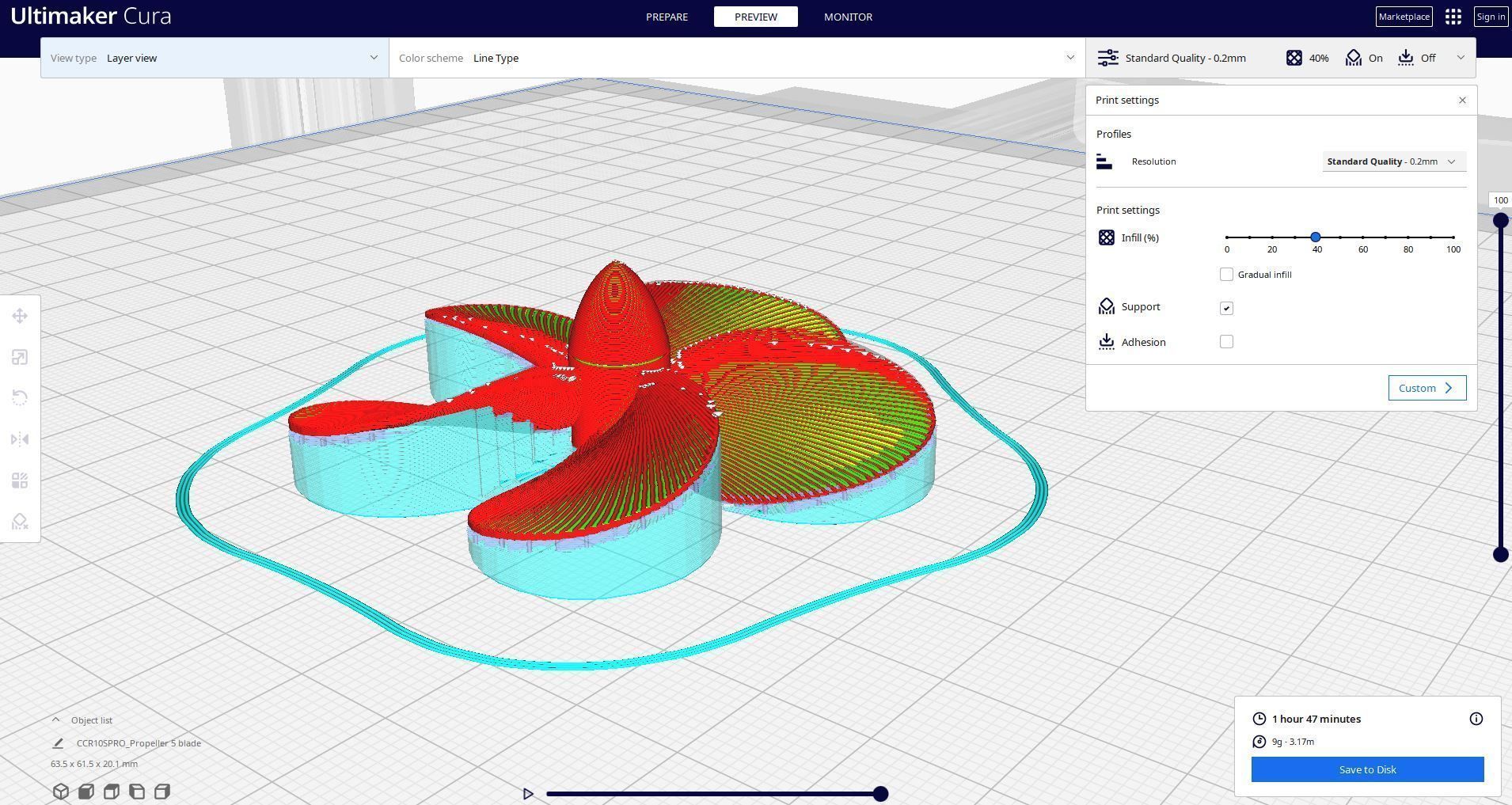 propeller ship 5 blade 3D print model_1