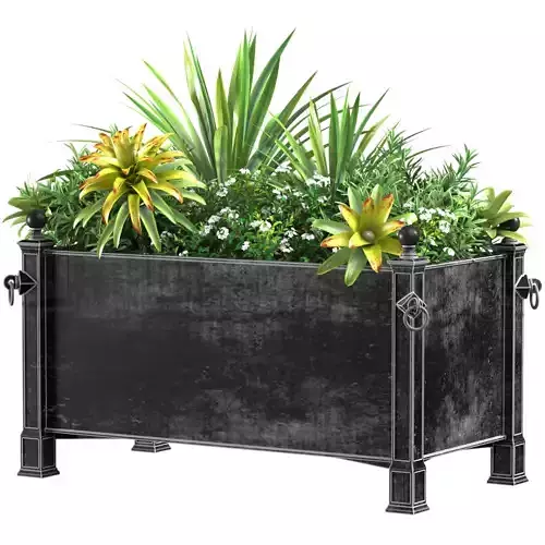 Flowerbed with Plants in the Container garden planter 