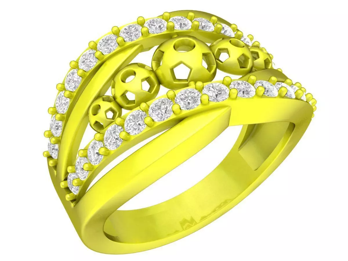 Luxury Openwork Bead Diamond Ring for Men 7074 3D print model