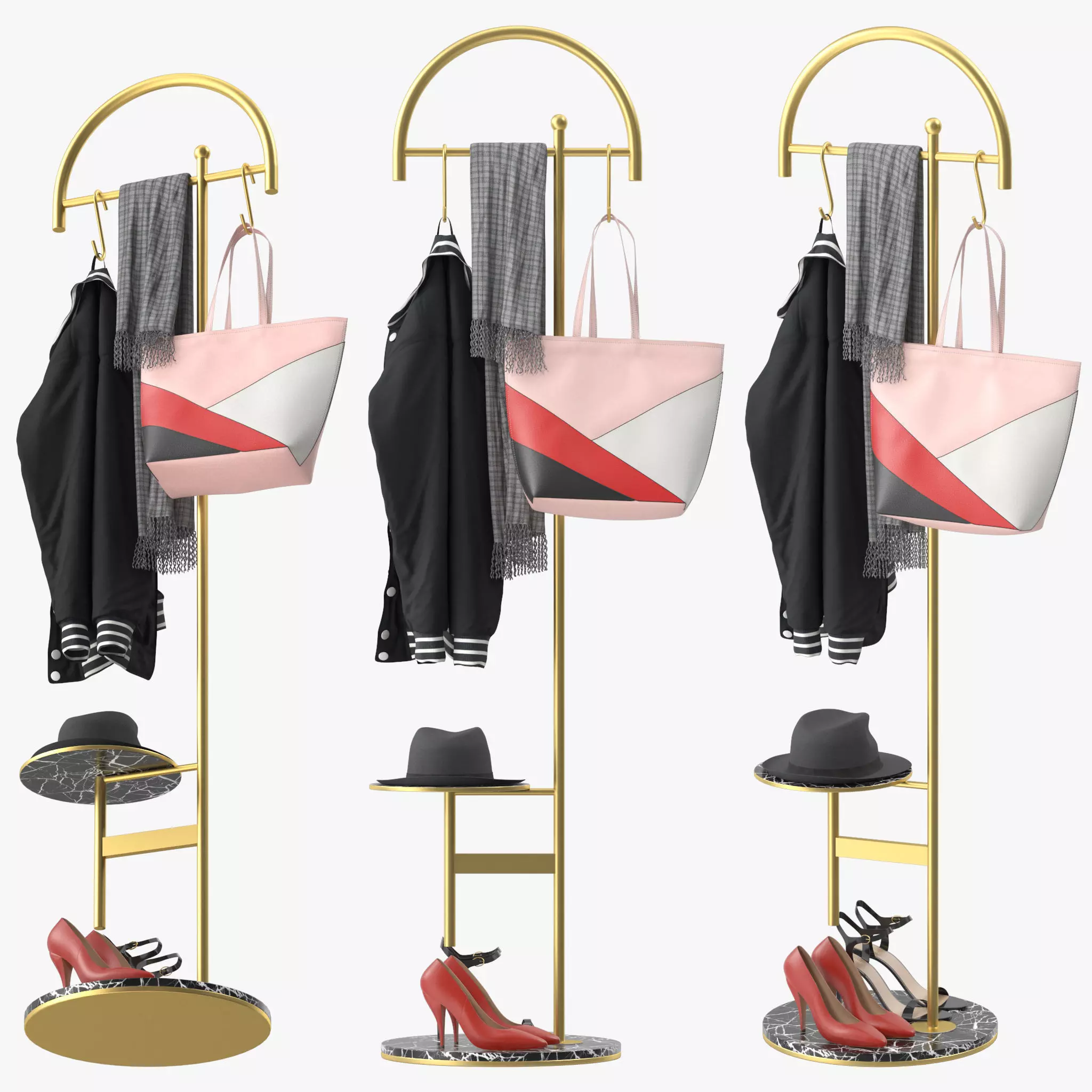 Coat Rack Stand Free Standing 3D model_0