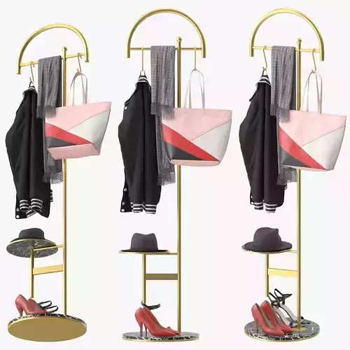 Coat Rack Stand Free Standing 3D model