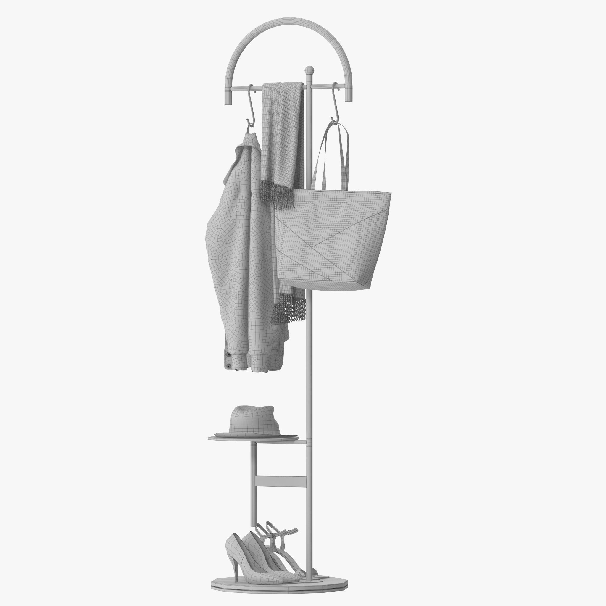 Coat Rack Stand Free Standing 3D model_17