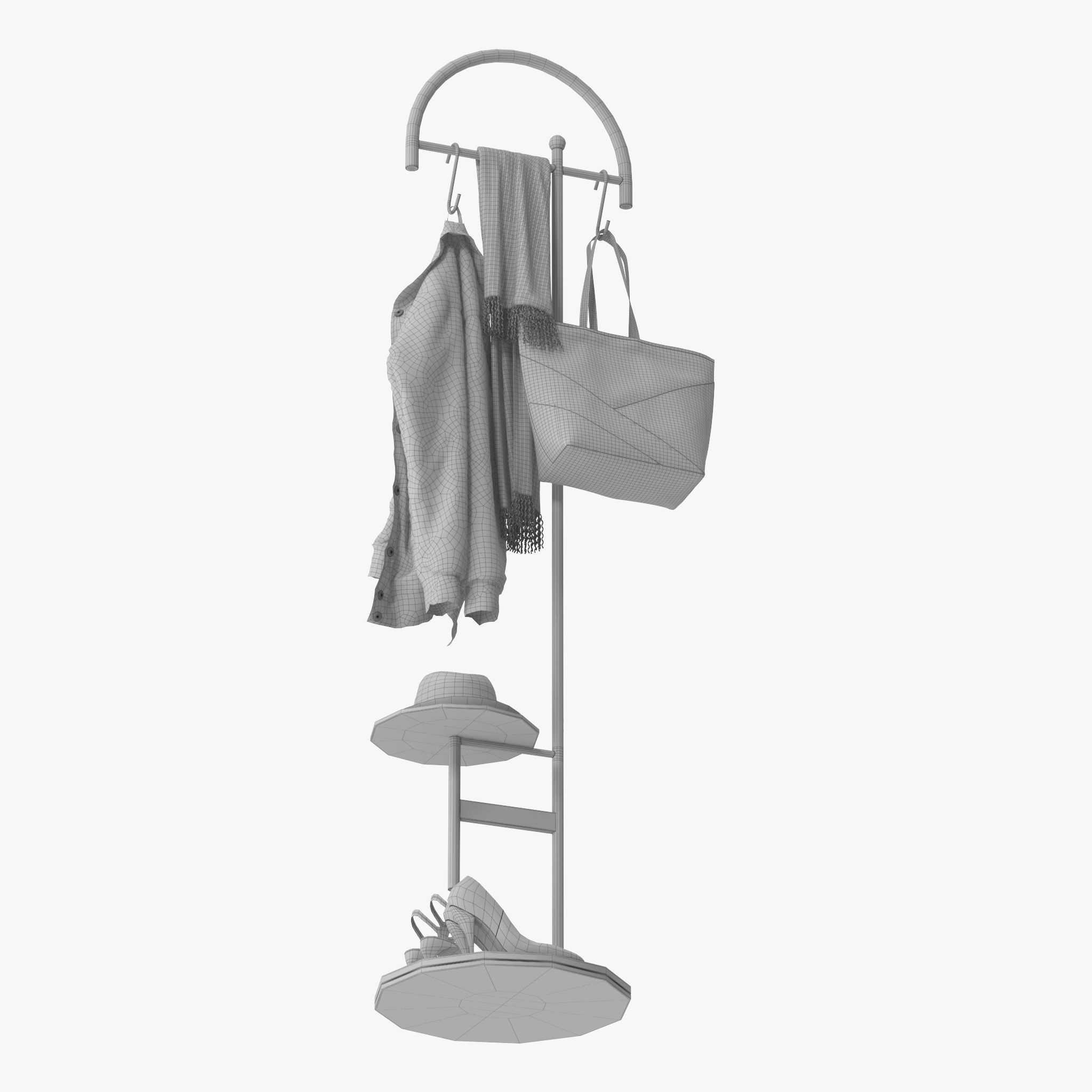 Coat Rack Stand Free Standing 3D model_19