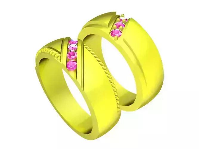 A7070 Korean Diamond Wedding Rings 3D Print