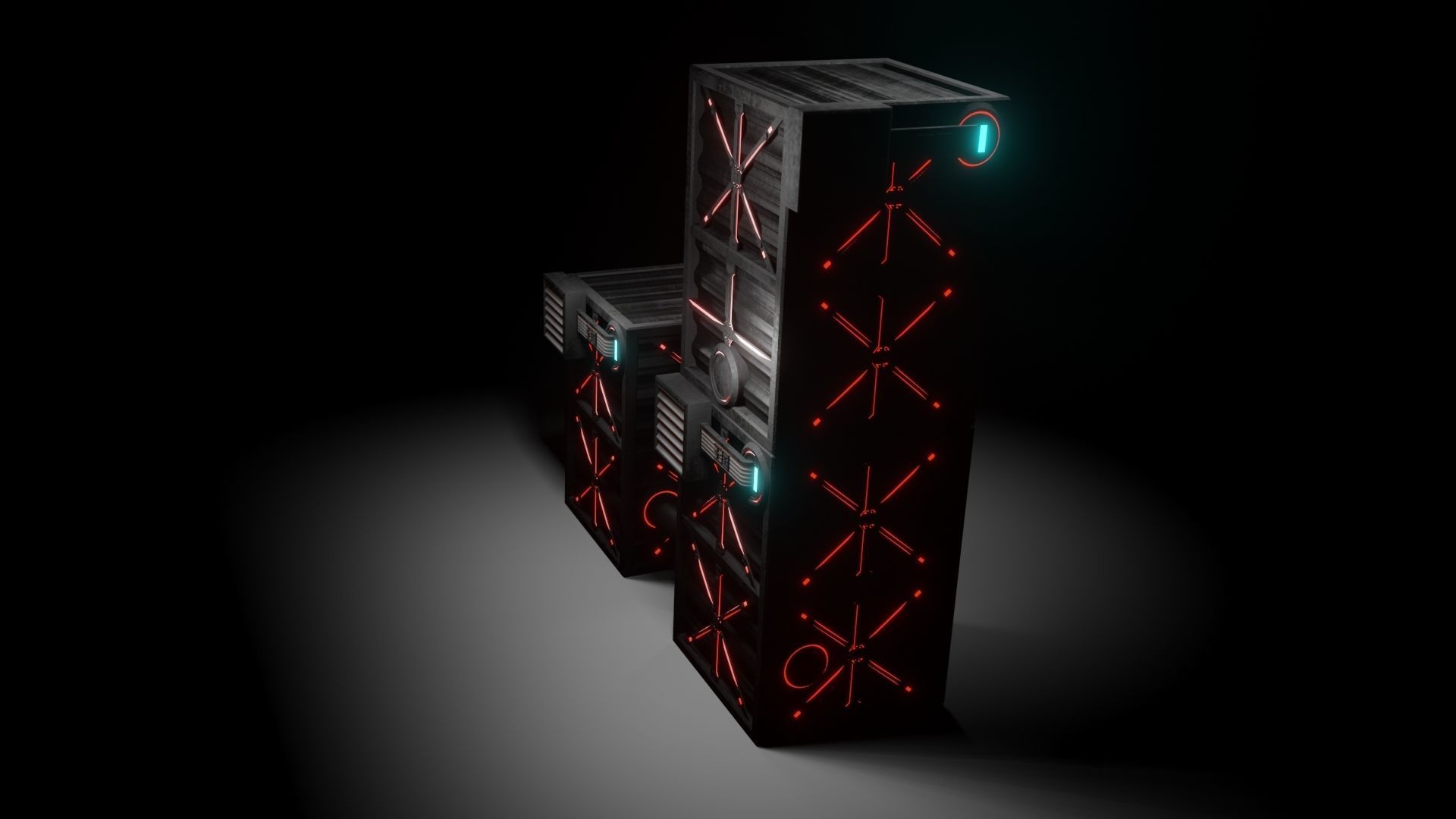 tech box model for in game asset Low-poly 3D model_3