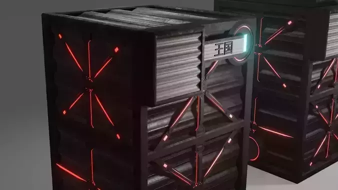 tech box model for in game asset Low-poly 3D model