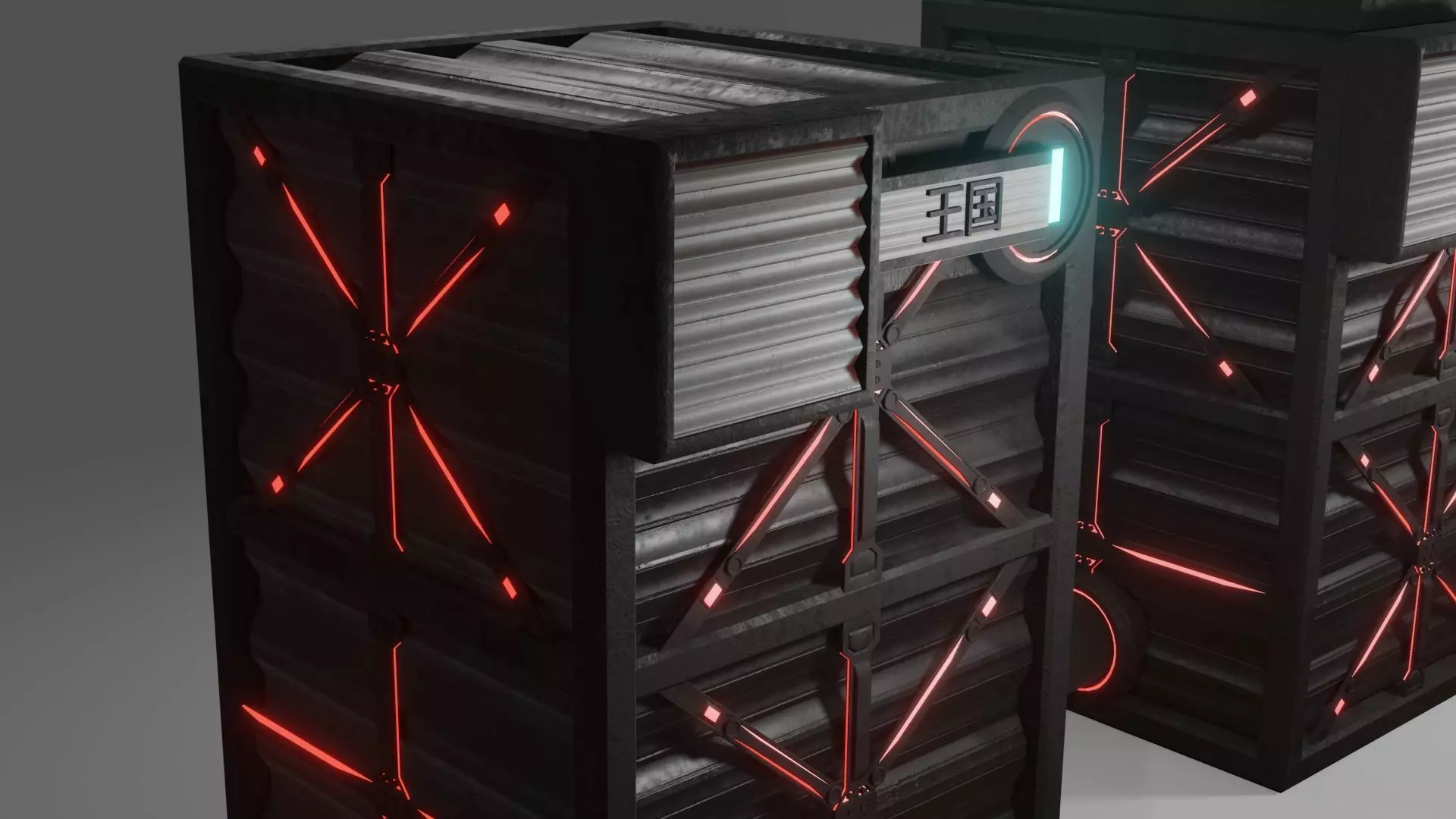 tech box model for in game asset Low-poly 3D model_0