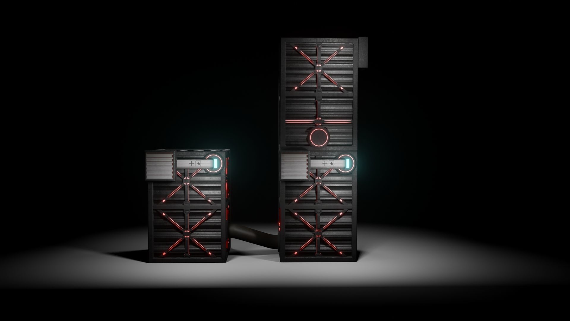 tech box model for in game asset Low-poly 3D model_2