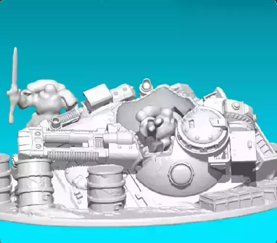 wargaming miniature wreck tank 3D print model