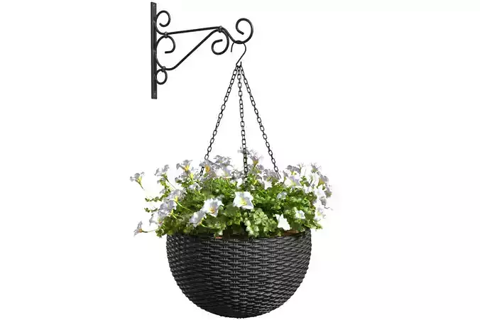 Hanging basket flowerpot rattan pot with flowers