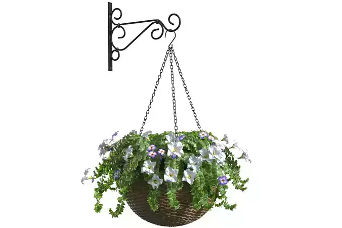 Hanging basket flowerpot rattan pot with flowers