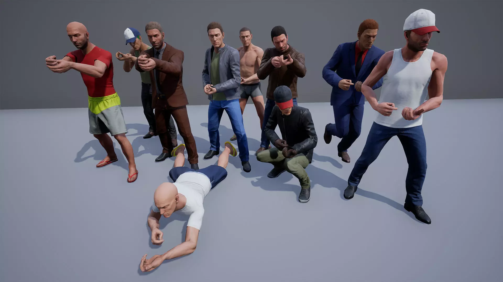 Regular Male Civilian Character UE pack Low-poly 3D model_0