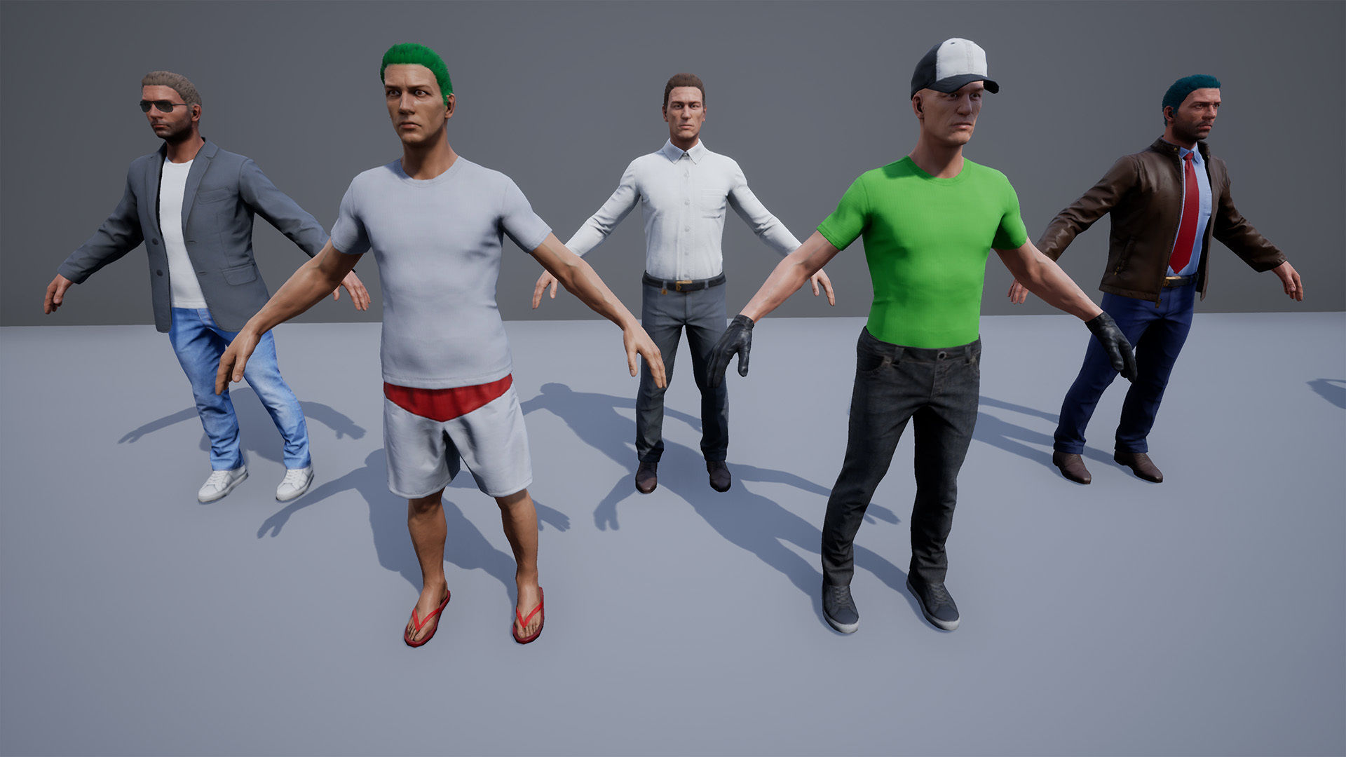 Regular Male Civilian Character UE pack Low-poly 3D model_4
